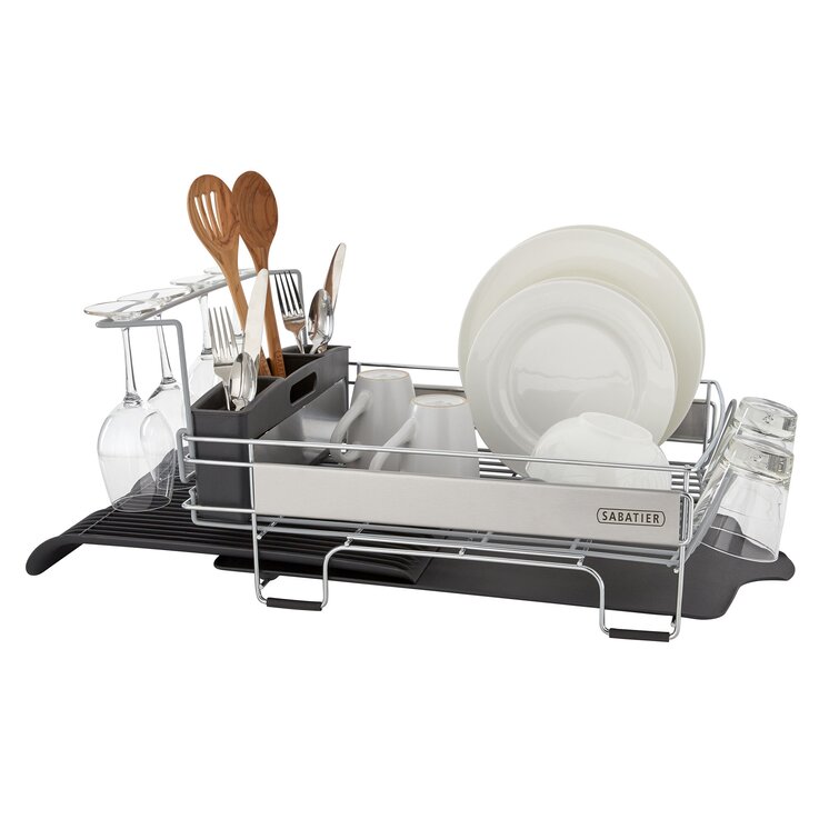 Sabatier expandable compact dish 2024 rack with stemware rack